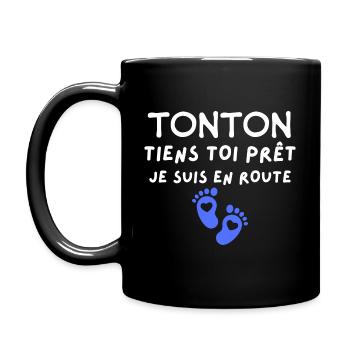 Annonce Grossesse Cadeau Tonton Bébé Arrive - Mug uni - noir - Gauche
