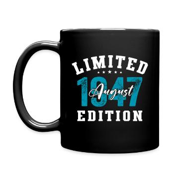77th Birthday Original August 1947 Year 1947 - Full Colour Mug - black - Left