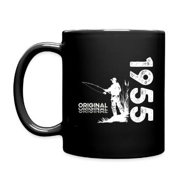 70ème Anniversaire Pêcheur Pêche 1955 Vintage 1955 - Mug uni - noir - Gauche