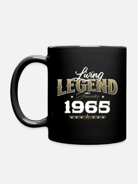 60th birthday Legendary since January Born in 1965 - Full Colour Mug - black