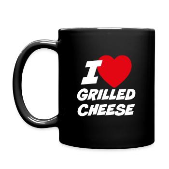 Ich liebe gegrillten Käse - Tasse einfarbig - Schwarz - Links