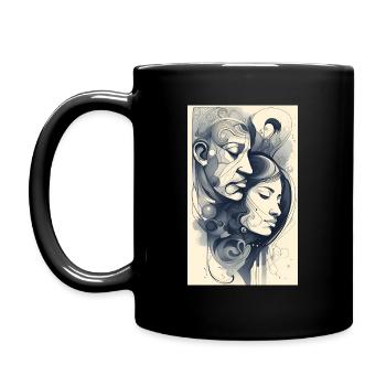 Visages de couple abstraits à l’encre - Mug uni - noir - Gauche