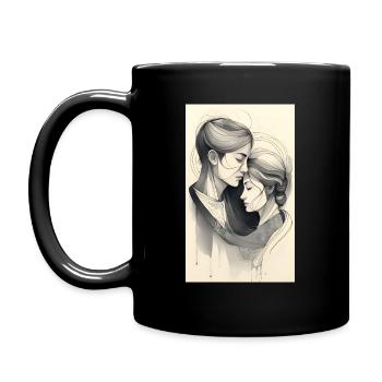 Couple lesbien à encre unifiée - Mug uni - noir - Gauche