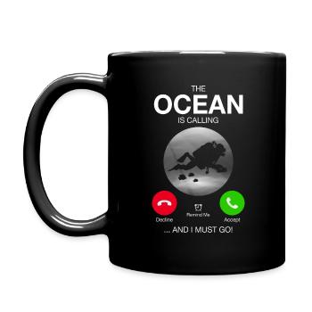 L’OCÉAN APPELLE JE DOIS ALLER PLONGEUR CADEAU - Mug uni - noir - Gauche