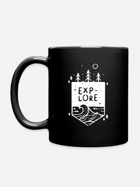Poche poitrine "Explore" Motif idée cadeau blanc - Mug uni - noir