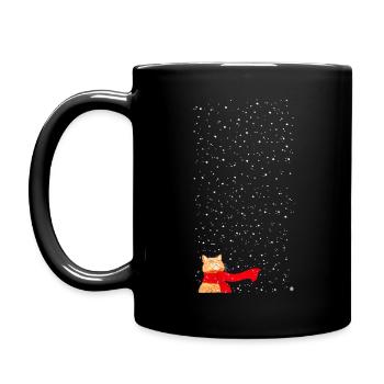 Schneekatze getigert (lang) - Tasse einfarbig - Schwarz - Links
