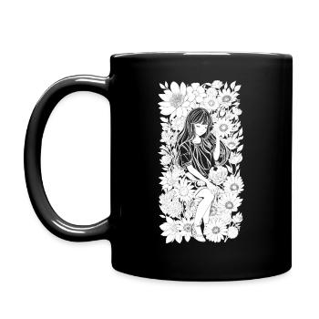 Flower Girl Black White Grey - DIGITAL - Mug uni - noir - Gauche