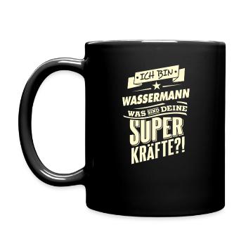 Superkräfte Wassermann Rahmenlos Sternzeichen Ge - Tasse einfarbig - Schwarz - Links