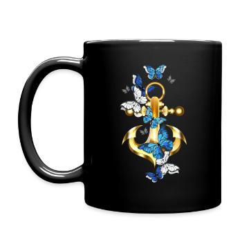 Anchor with butterfly maritime - Full Colour Mug - black - Left
