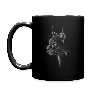 Luchs Kritzelkunst Wildkatze Katze Illustration - Tasse einfarbig - Schwarz - Links