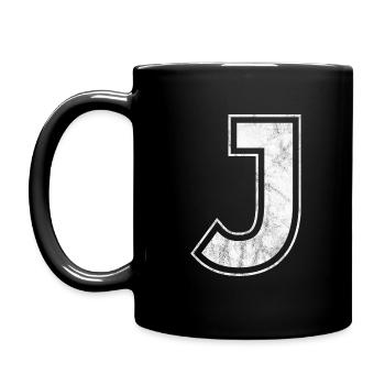 Buchstabe J - Tasse einfarbig - Schwarz - Links
