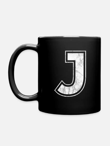 Buchstabe J - Tasse einfarbig - Schwarz