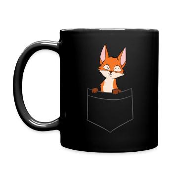 Fuchs - In Brusttasche / Hemdtasche - Tasse einfarbig - Schwarz - Links