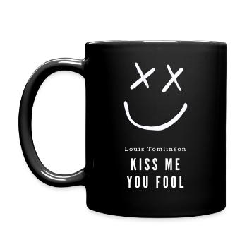 Kiss me you fool - Tasse einfarbig - Schwarz - Links