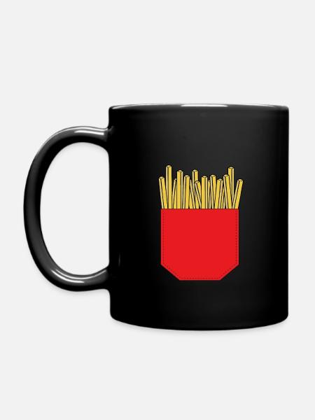 Brusttasche Pommes Geschenk Idee - Tasse einfarbig - Schwarz