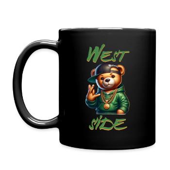 West Side – Stylischer Teddy im Gangsterlook - Tasse einfarbig - Schwarz - Links