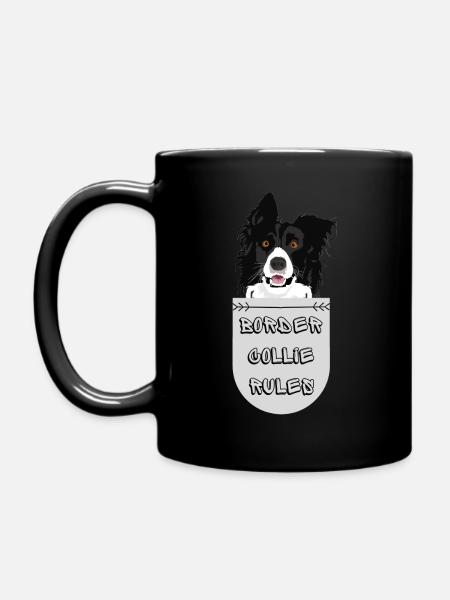 BORDER COLLIE- DOG - Full Colour Mug - black