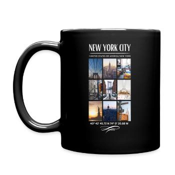 New York City Skyline NYC Manhattan - Full Colour Mug - black - Left