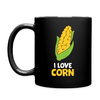 Corn on the cob - I LOVE CORN - Full Colour Mug - black - Left