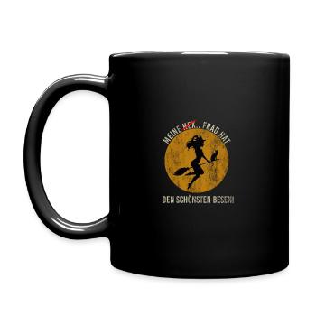 Meine Hexe/ Frau hat den schönsten Besen - Tasse einfarbig - Schwarz - Links