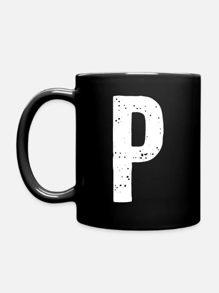 P-Buchstabe - Tasse einfarbig - Schwarz