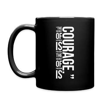 quote , secret of freedom is courage - Full Colour Mug - black - Left