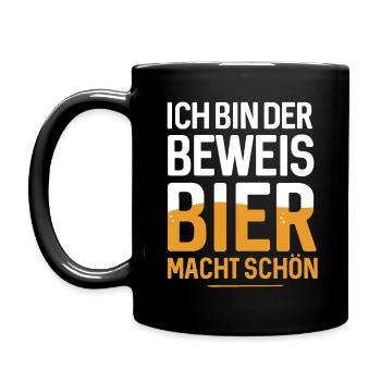Bier macht schön! - Tasse einfarbig - Schwarz - Links