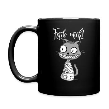 Bondage - Fessle mich! Katze Zwangsjacke BDSM - Tasse einfarbig - Schwarz - Links
