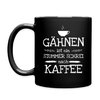Yawning is a silent cry for coffee - Full Colour Mug - black - Left