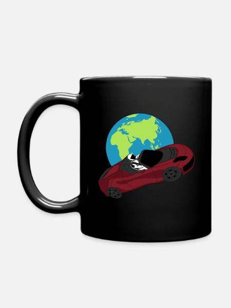 Tesla in Space – SpaceX Inspired Design - Full Colour Mug - black
