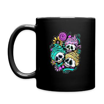 Cupcake Skulls. Dias de los Muertos. Tag der Toten - Tasse einfarbig - Schwarz - Links
