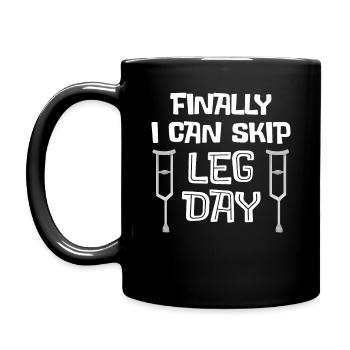 Finally I Can Skip Leg Day - Broken Legged Gift - Full Colour Mug - black - Left