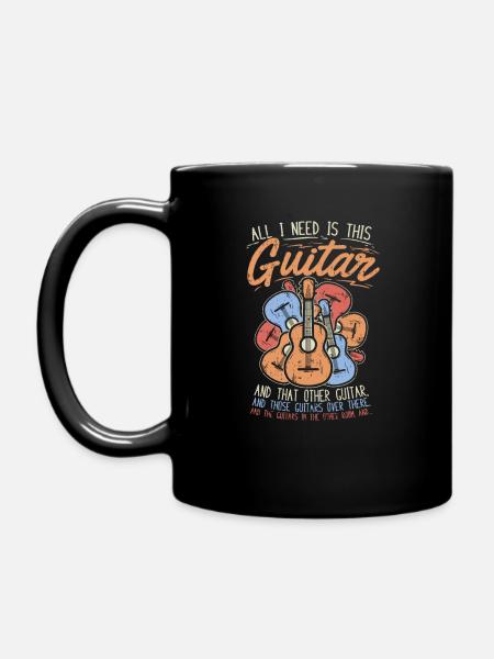 Funny Guitar Player Guitarist Music Addiction Gift - Full Colour Mug - black