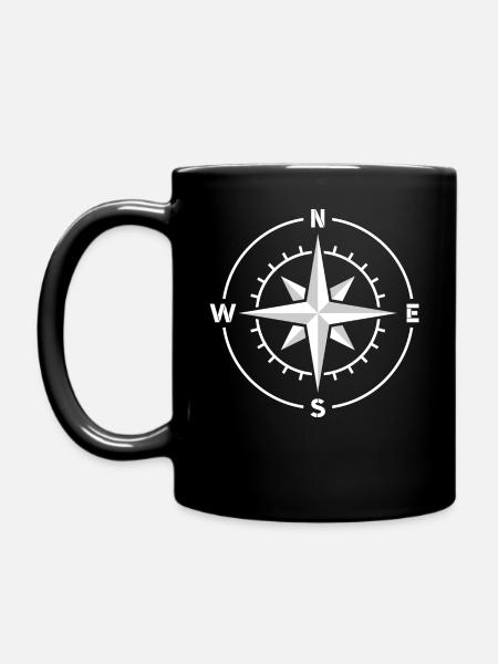 Boussole, rose des vents, étoile nautique - Mug uni - noir