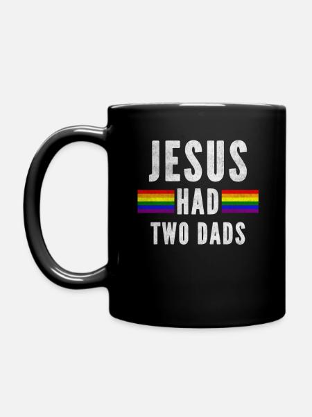 Jesus hatte zwei Väter - Enfärgad mugg - svart