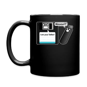 Diskette USB Stick Vater - Tasse einfarbig - Schwarz - Links