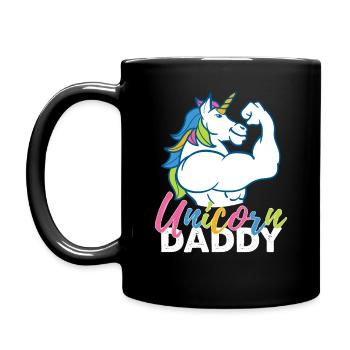 Einhorn-Vati - lustiges Fitness-Gymnastik-Regenbogen-Vati-Geschenk - Tasse einfarbig - Schwarz - Links