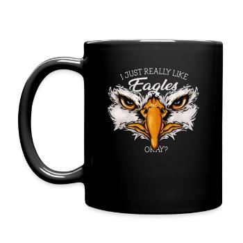 I Just Really Like Eagles Okay? Funny Eagle Gift - Full Colour Mug - black - Left