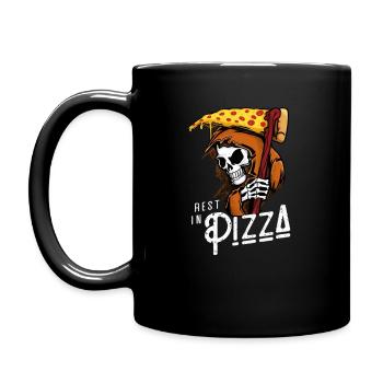 Rest In Pizza - Funny Fast Food Grim Reaper Gift - Full Colour Mug - black - Left