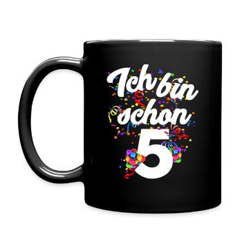 5. Geburtstag - Tasse einfarbig - Schwarz - Links