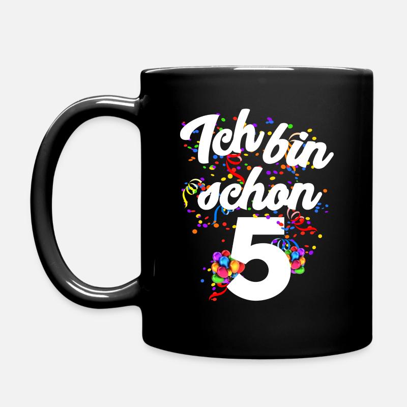 5. Geburtstag - Tasse einfarbig - Schwarz