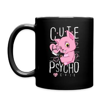 Mignon mais psychopathe. chat rose chat fou fou - Mug uni - noir - Gauche