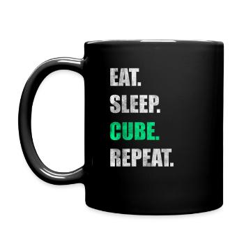 Eat Sleep Cube Repeat - Tasse einfarbig - Schwarz - Links