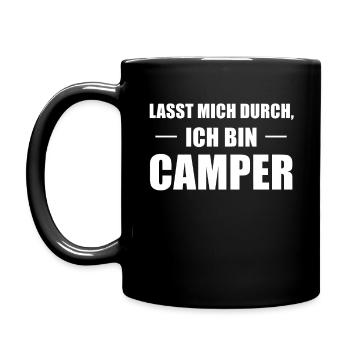 Camping Campen Gehen Camper Spruch Geschenk - Tasse einfarbig - Schwarz - Links