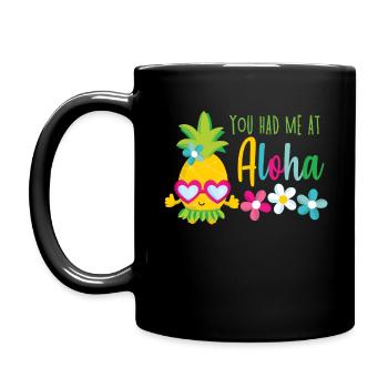 Ananas Aloha dessin Hawaï plage soleil d'été - Mug uni - noir - Gauche