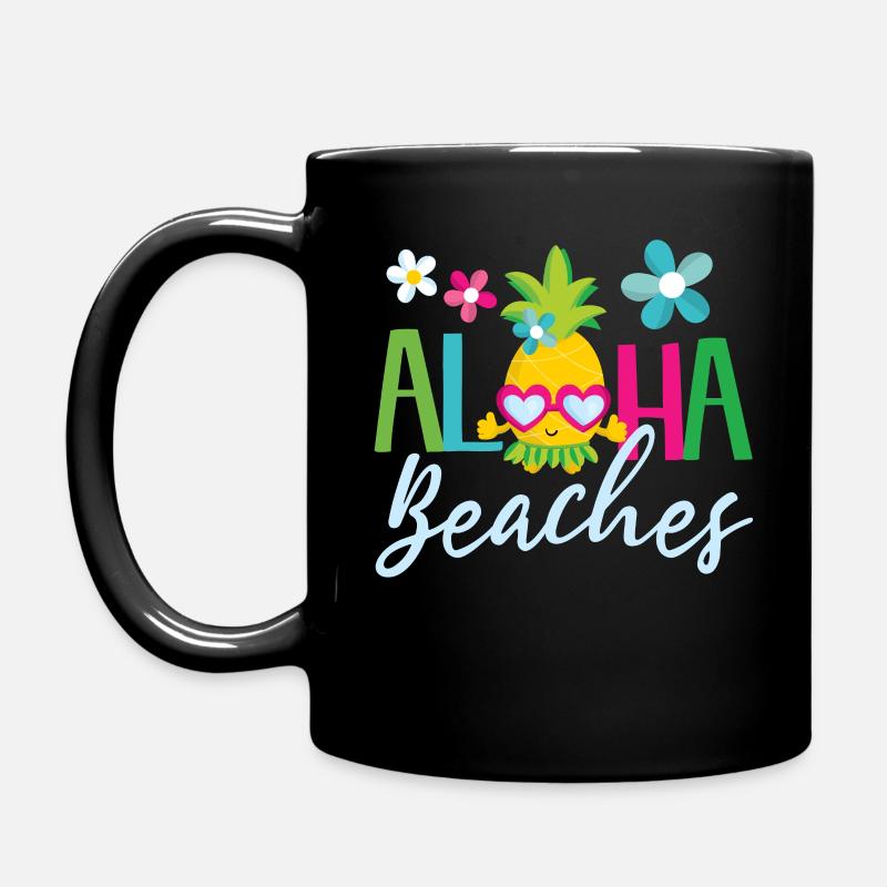 Aloha Beaches pineapple drawing for the summer - Full Colour Mug - black