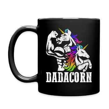 Dadacorn Unicorn Dad Daughter Fathers Day Birthday - Full Colour Mug - black - Left