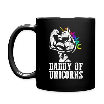 Papa der Einhörner Dadacorn Papa mit Töchter Geschenk - Tasse einfarbig - Schwarz - Links