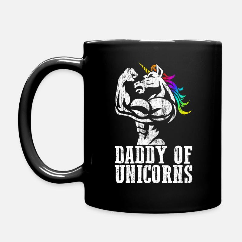 Daddy of Unicorns Dadacorn Dad with Daughters Gift - Full Colour Mug - black