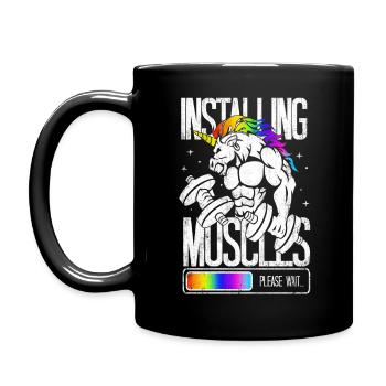 Unicorn Installing Muscles - Full Colour Mug - black - Left
